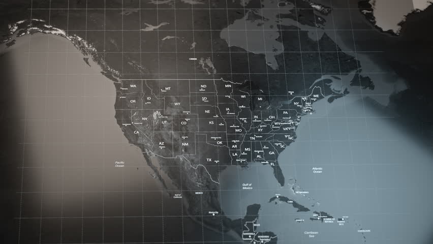 Map of USA Unites States of America with country regions outlines. 3D Illustration