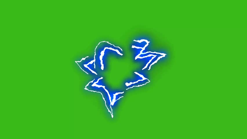 Animated electric rune or symbol on green screen. VFX element, overlay, transition for motion design, games, movies