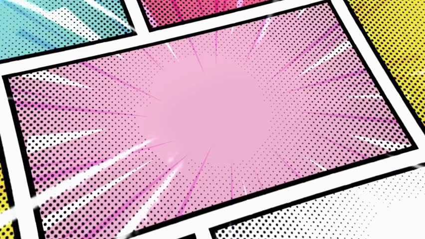 Vibrant Comic Book Panel Background with Halftone and Burst Effects for Creative Projects