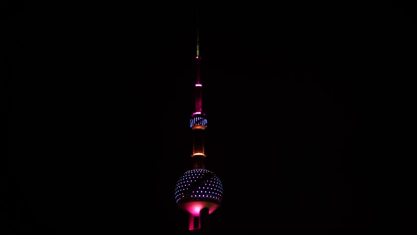 Stunning Footage of the Oriental Pearl Tower in Shanghai, China – Iconic Landmark, Futuristic Architecture, and City Skyline Views