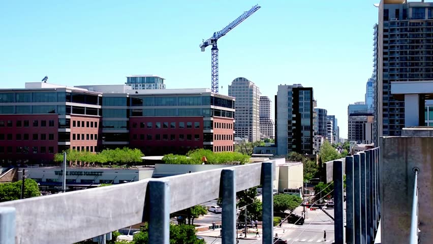 Austin cityscape with construction crane and buildings in the background
