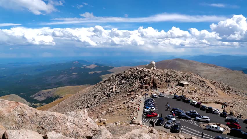 View from the top of pikes peak in colorado on a sunny summer day