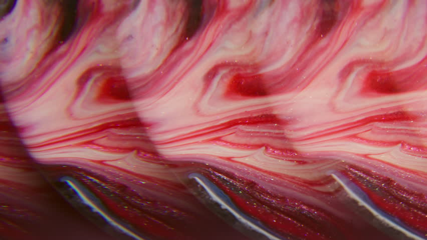 Blur sparkling dye. Prism fluid. Colorful shimmering fragmented liquid leak pattern abstract background. Black red fantasy paint mix.
