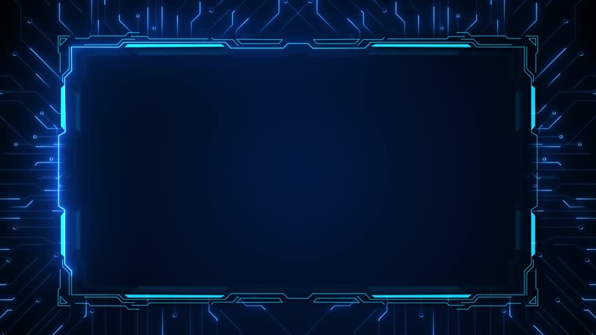 Hi-tech futuristic Artificial Intelligence engine in 4K Frame HUD element. viewfinder. viewfinder. heads up display screen scanner. circle interfaces Hologram VHS Noise Background In Hi Future Frame.