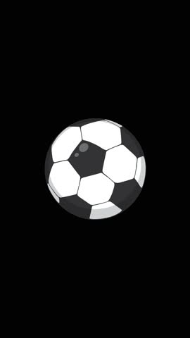 A soccer ball rapidly zooms toward the viewer, then shatters into fragments with bold transitions between black, white, and chroma green backgrounds. Clean, high-contrast digital style