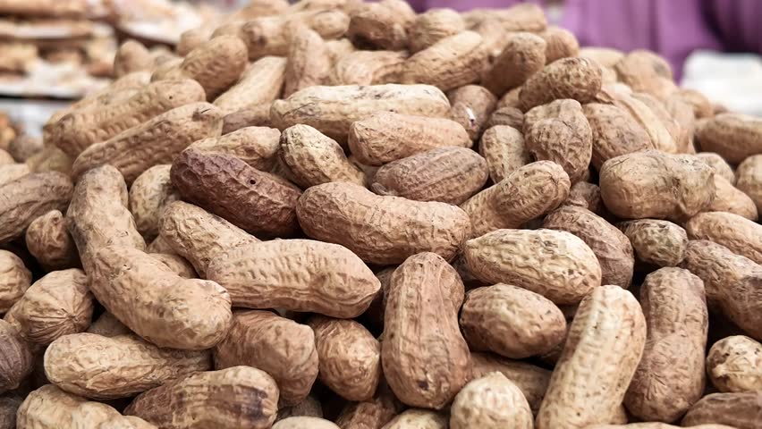 Discovering fresh peanuts at a local market in sunny afternoon
