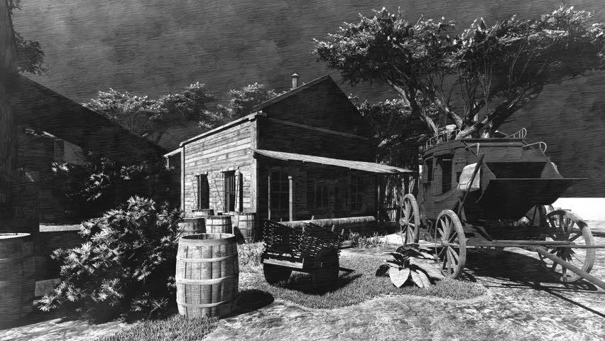 The city and houses of old America. Animation On The Theme Of History And Territories, People And Lifestyle.	
