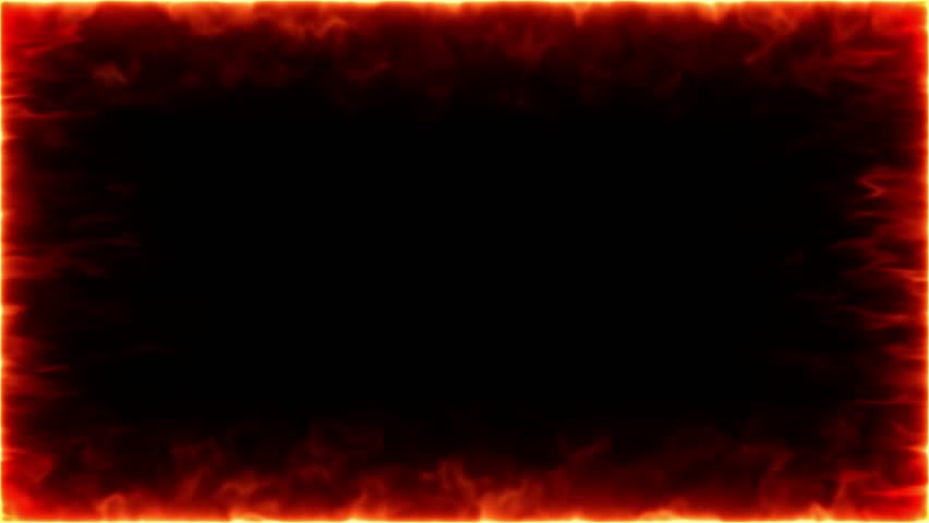 fire frame black screen. fiery frame made of intense flames with empty space in the center, ideal for text or design