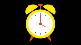 yellow alarm clock with the hands moving and ringing animation on transparent background with alpha channel - Powered by Shutterstock - Get 15% off with code: PIKWIZARD15