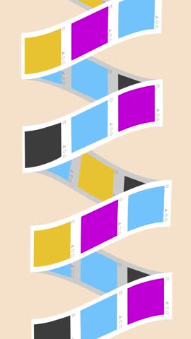 Stop motion animation. Businessman falls through wavy stream of empty posts colored in colorful palette. Concept of content overload and identity blur.