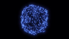 Glowing abstract blue particle sphere with smooth floating motion on dark background. Futuristic digital ball of energy points in space. Seamless 3D loop animation for sci-fi and tech visuals

 - Powered by Shutterstock - Get 15% off with code: PIKWIZARD15