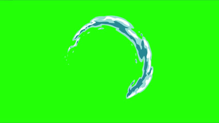 2D Cartoon Style Water Splash Elements Pack FX Animation Liquid Burst, Spark Flash, Smoke and energy Blast Green Screen Background for VFX and Motion Design