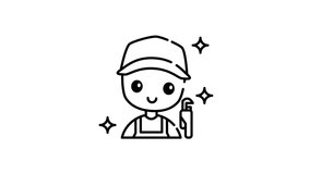 icon animation of Plumber icon cartoon features a cheerful plumber with green hat suitable for plumbing services logos, construction websites, and handyman businesses. - Powered by Shutterstock - Get 15% off with code: PIKWIZARD15