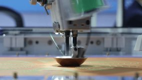 Sewing automate robot. Close up of industrial embroidery or sewing machine precisely stitching patterns onto fabric. Advanced automation in textile production and needlework with high technology. - Powered by Shutterstock - Get 15% off with code: PIKWIZARD15