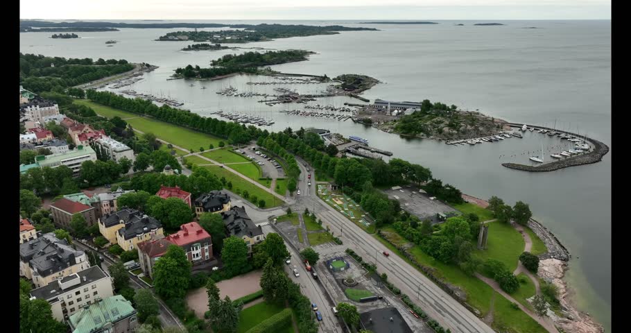aerial view of the city center of Helsinki, Finland