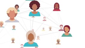 Social network of diverse people linked together, representing human connections and diversity. Concepts of networking, teamwork, and communication in diverse communities loopable animation - Powered by Shutterstock - Get 15% off with code: PIKWIZARD15