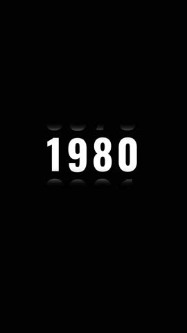 Analog Counter Counting Up from 1980 to 2026 Timelapse Year Numbers Motion Graphic on Black and White Background.