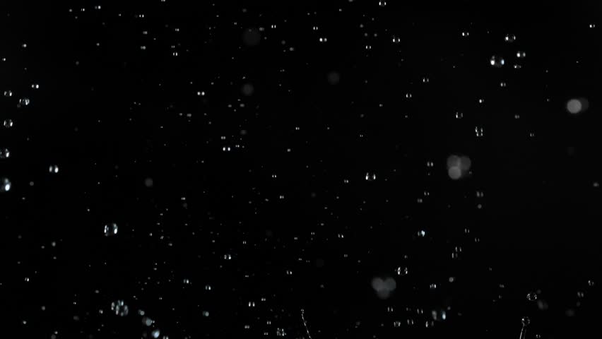 Super slow motion of realistic rain shower on black background . Filmed on high speed cinema camera at1000 fps
