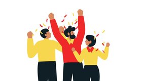 Clean Geometric Sales Team Celebrating with Confetti and Cheers. A diverse group of people celebrating with their arms raised and confetti. An illustration symbolizing teamwork.  - Powered by Shutterstock - Get 15% off with code: PIKWIZARD15