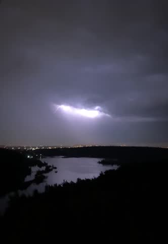 Lightning in the sky   during a summer thunderstorm