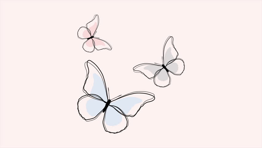 Butterflies in linear style, vector art illustration.