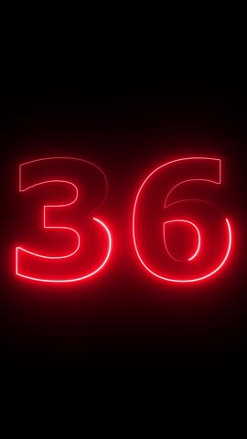 glowing red color neon 36 text, Educational concept ,red 36 number, promote advertising concept isolate using QuickTime black background 4k animation ,it is ready for education and able to use.