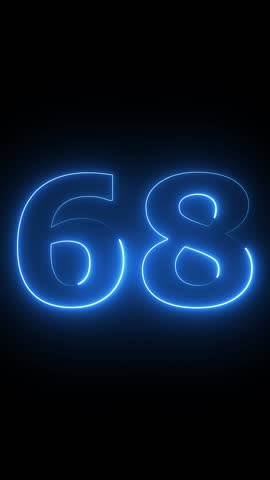 glowing cyan color neon 68 text, Educational concept ,neon 68 number, promote advertising concept isolate using QuickTime black background 4k animation ,it is ready for education and able to use.