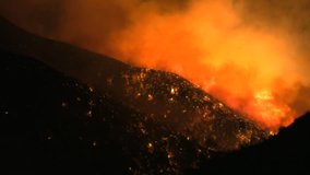 Southern California Fires at Night Close Up