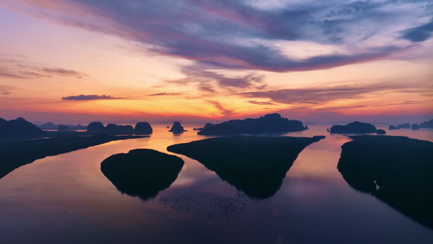 Beautiful Sea in sunset or sunrise light sky summer season,Footage from drone camera,Amazing sea ocean sunset sky background