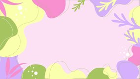 abstract art with vibrant shapes and natural leaf patterns on soft pink background with space for text seamless 4k video background motion pop art design - Powered by Shutterstock - Get 15% off with code: PIKWIZARD15