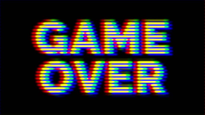 Game Over Text Animation with VHS Damage and RGB Channel Shift Glitch Effect