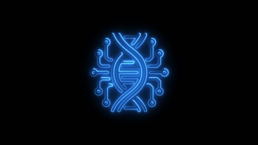 Glowing Blue D N A Helix Integrated with Futuristic Circuit Board Technology on Black Background - Powered by Shutterstock - Get 15% off with code: PIKWIZARD15