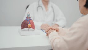 Doctor with Respiratory system. Elderly Patient consultation medical health for Lung Cancer, Asthma, Chronic Obstructive Pulmonary, Bronchitis, Emphysema, Cystic Fibrosis, Bronchiectasis, Pneumonia - Powered by Shutterstock - Get 15% off with code: PIKWIZARD15