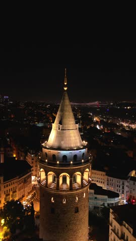 4K Cinematic drone footage of Galata Tower during the night time - Istanbul - Turkey_02