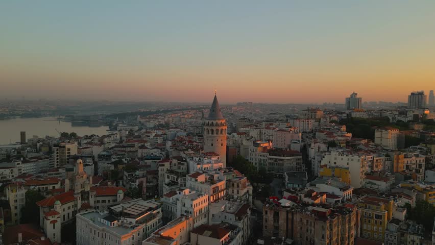 4K Cinematic drone footage featuring Istanbul’s iconic Galata Tower rising above the historic Beyoğlu district. Istanbul -Turkey_09