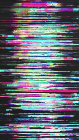 Seamless looping vertical video of a futuristic glitch with flickering horizontal lines and vibrant neon color streaks for social media stories