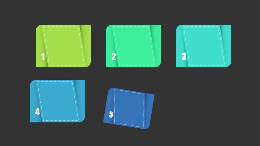animated video of 3 and 6 steps  business infographics multicolor  rectangle shape  for workflow, presentation, 4k animation