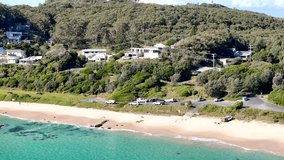Drone footage of the beach at Seal Rocks and the Sugarloaf Point Lighthouse - Powered by Shutterstock - Get 15% off with code: PIKWIZARD15