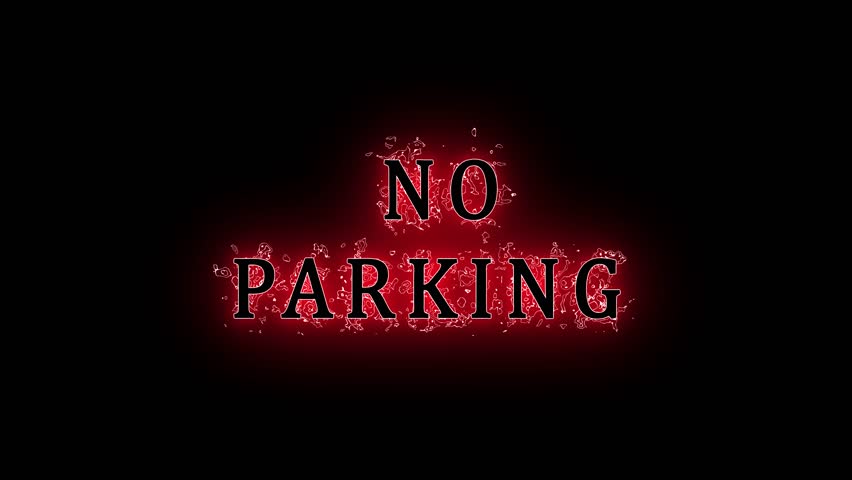 Neon No Parking letter saber animation with on black background.