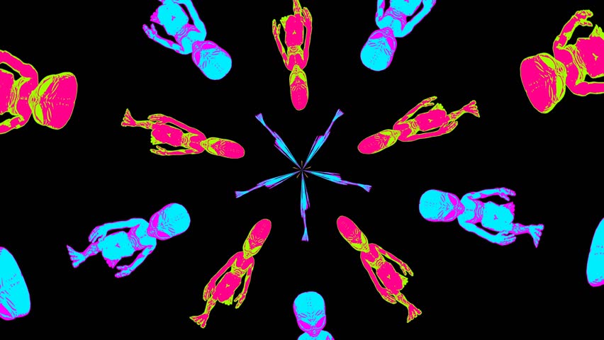 Seamless circular loopable animation of dancing alien cartoon style