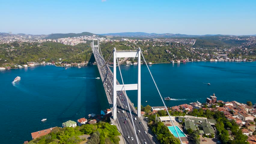 İstanbul’da Boğaz Köprüsü Drone Görünüm