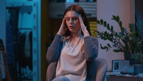 Caucasian woman suffer headache heart attack pain in chest sick ill unwell girl female at night evening home feel stress health problem ache heartache hurt in breast symptom cardiac pressure medicine - Powered by Shutterstock - Get 15% off with code: PIKWIZARD15