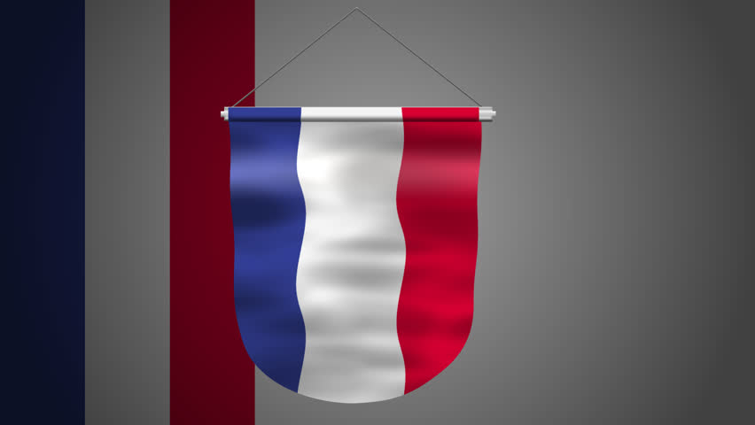 Tricolour animation of the France flag in a seamless motion loop.