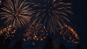 A Spectacular Fireworks Display Lights Up and Illuminates the Night Sky with Beauty and Explosive Color - Powered by Shutterstock - Get 15% off with code: PIKWIZARD15