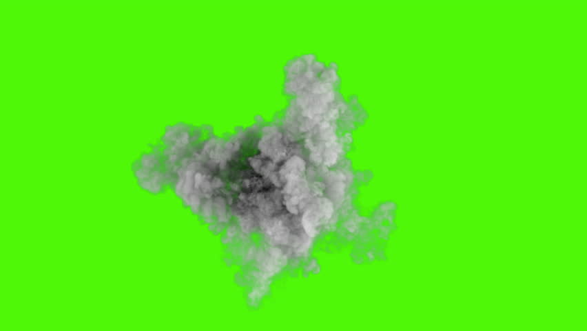 Smoke, steam explosion or puff animation. Green screen, chromakey