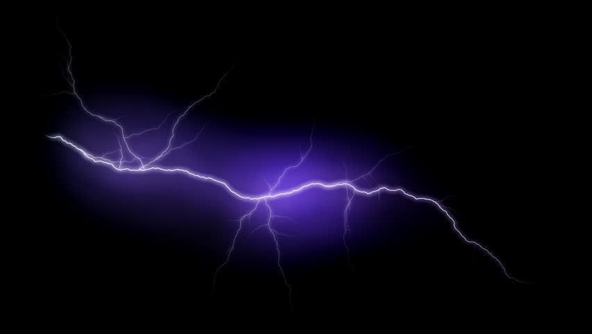 Striking bright electric lightning bolt. Glowing thunderbolt animation. Powerful energy. Embedded alpha channel. ProRes 4444