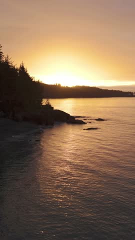 Majestic Sunset Over the Pacific Ocean from Vancouver Island, British Columbia Coastline