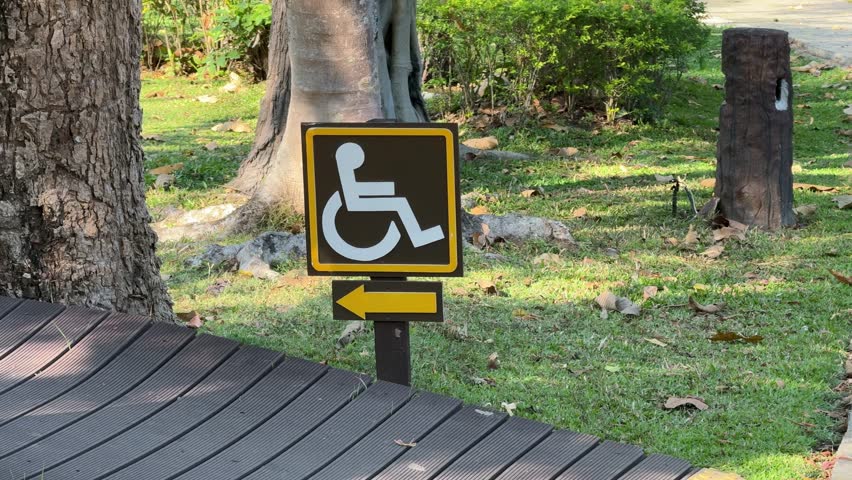 Disabled walkway signs in public parks	