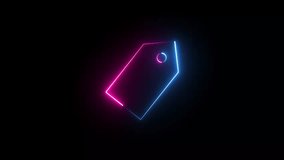 Price tag animation. Glowing neon icon on black background. Abstract modern minimal design element for sale discount retail shopping concept digital light effect. 4K Video motion graphic  - Powered by Shutterstock - Get 15% off with code: PIKWIZARD15