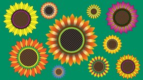 Image of multiple large and small sunflowers rotating - Powered by Shutterstock - Get 15% off with code: PIKWIZARD15